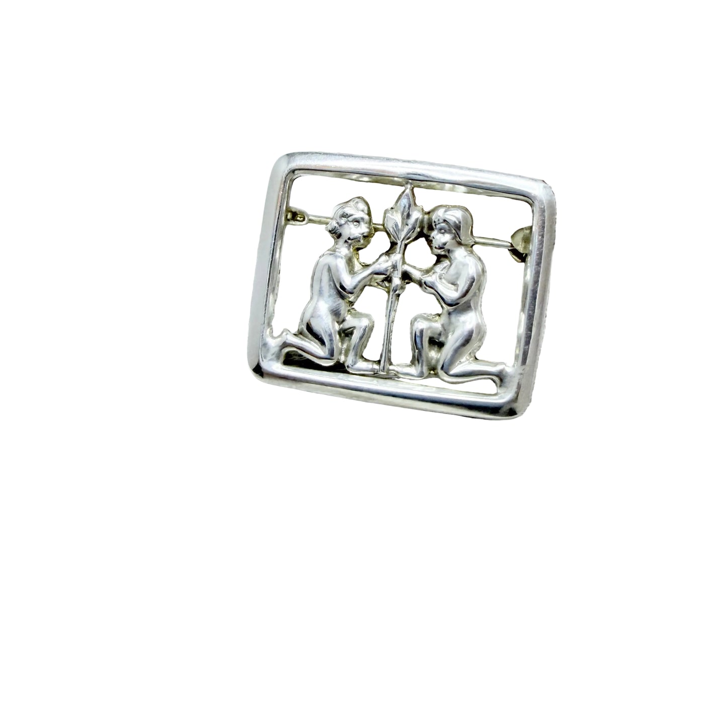 Vintage c 1950-60s. Solid Silver Gemini Zodiac Brooch.