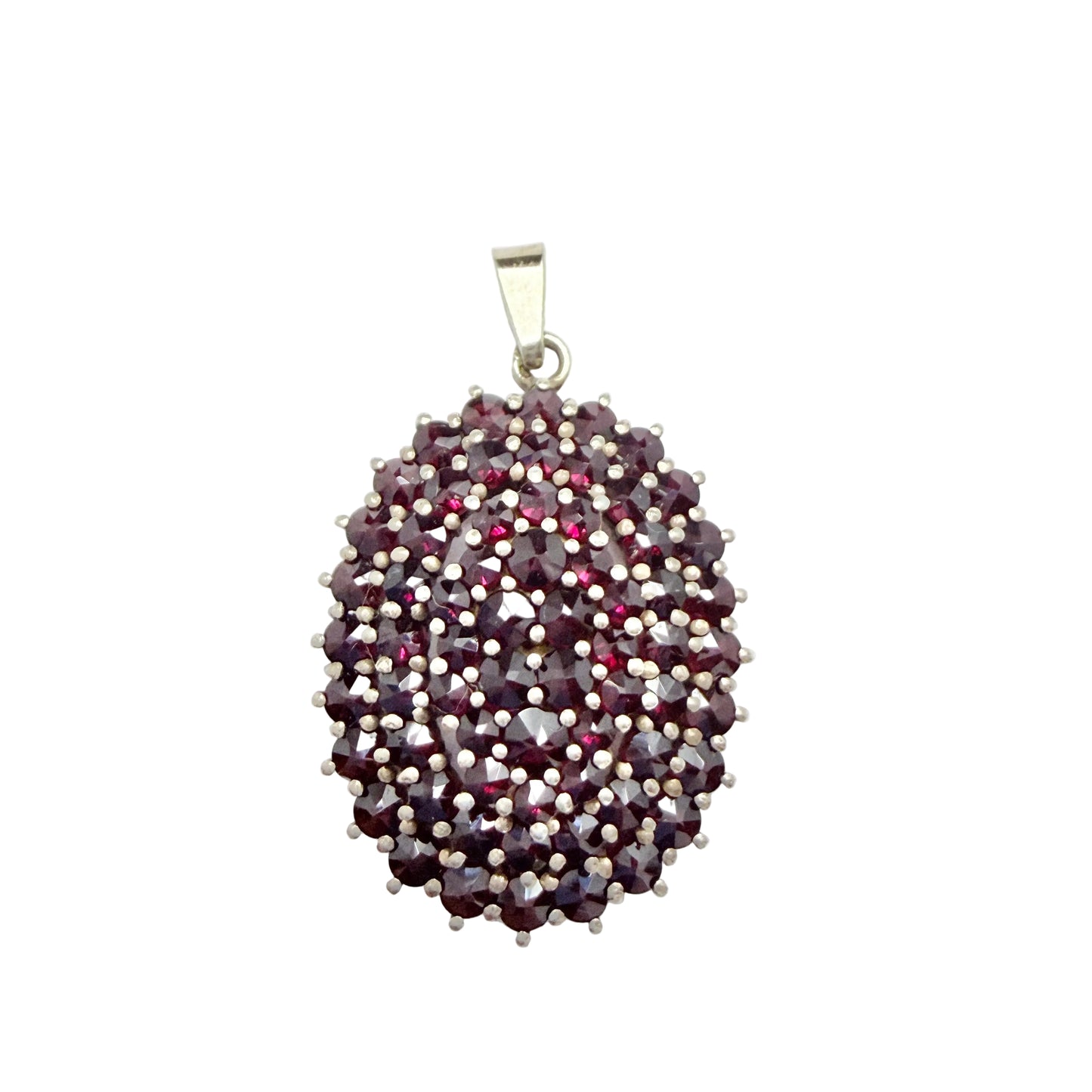 Vintage Gilt Solid Silver Garnet Cluster Pendant.