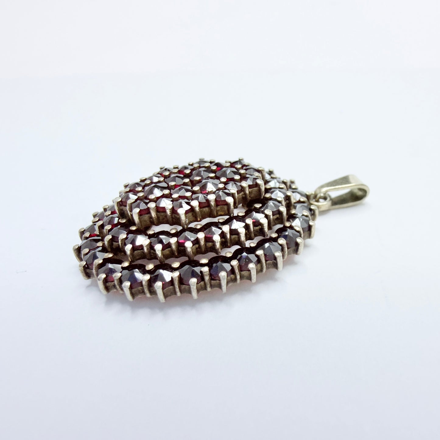 Vintage Gilt Solid Silver Garnet Cluster Pendant.