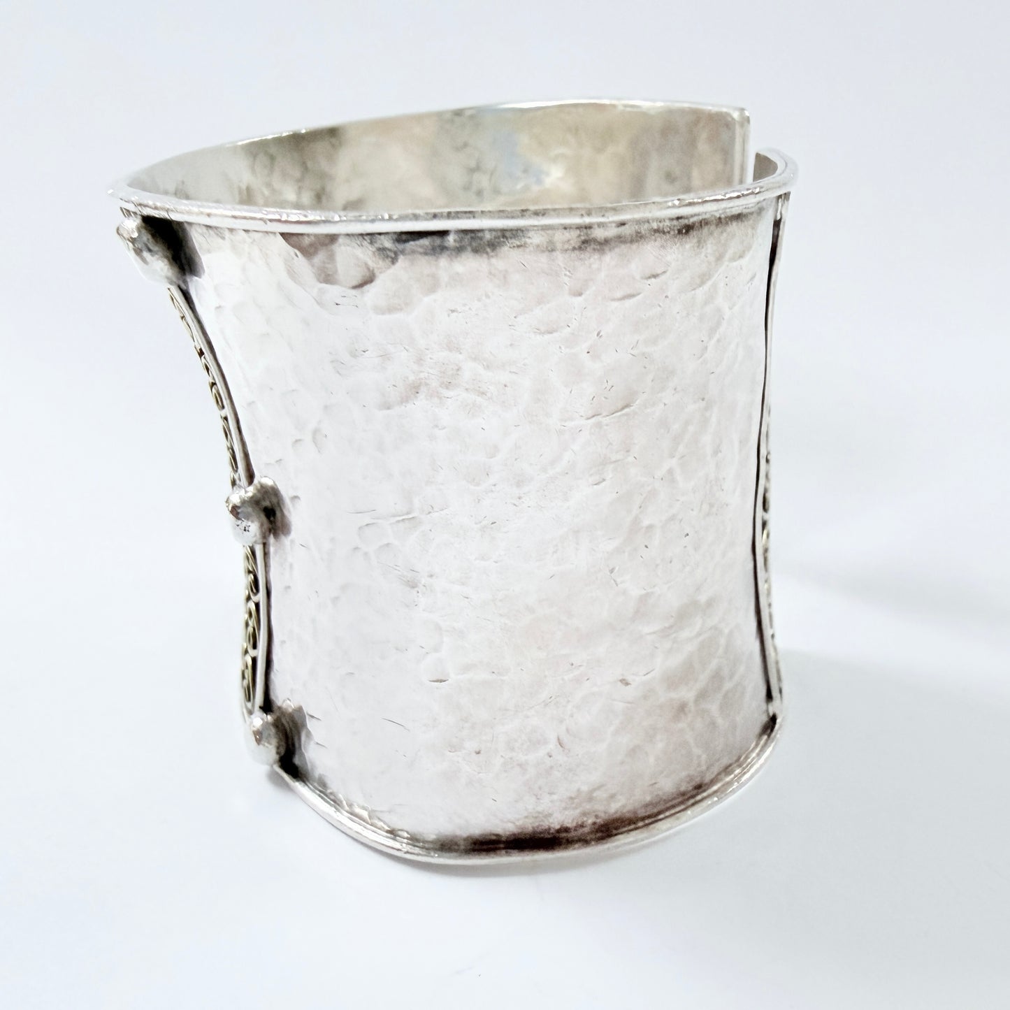 Bold Vintage Sterling Silver Metal Work Cuff Bracelet.