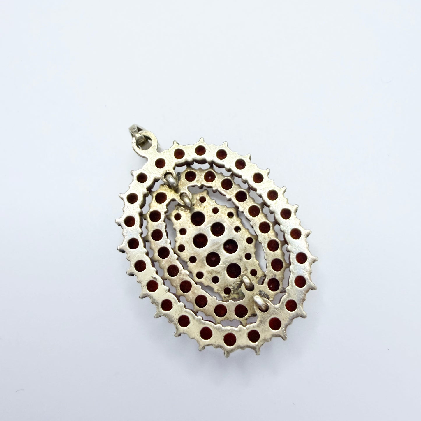 Vintage Gilt Solid Silver Garnet Cluster Pendant.