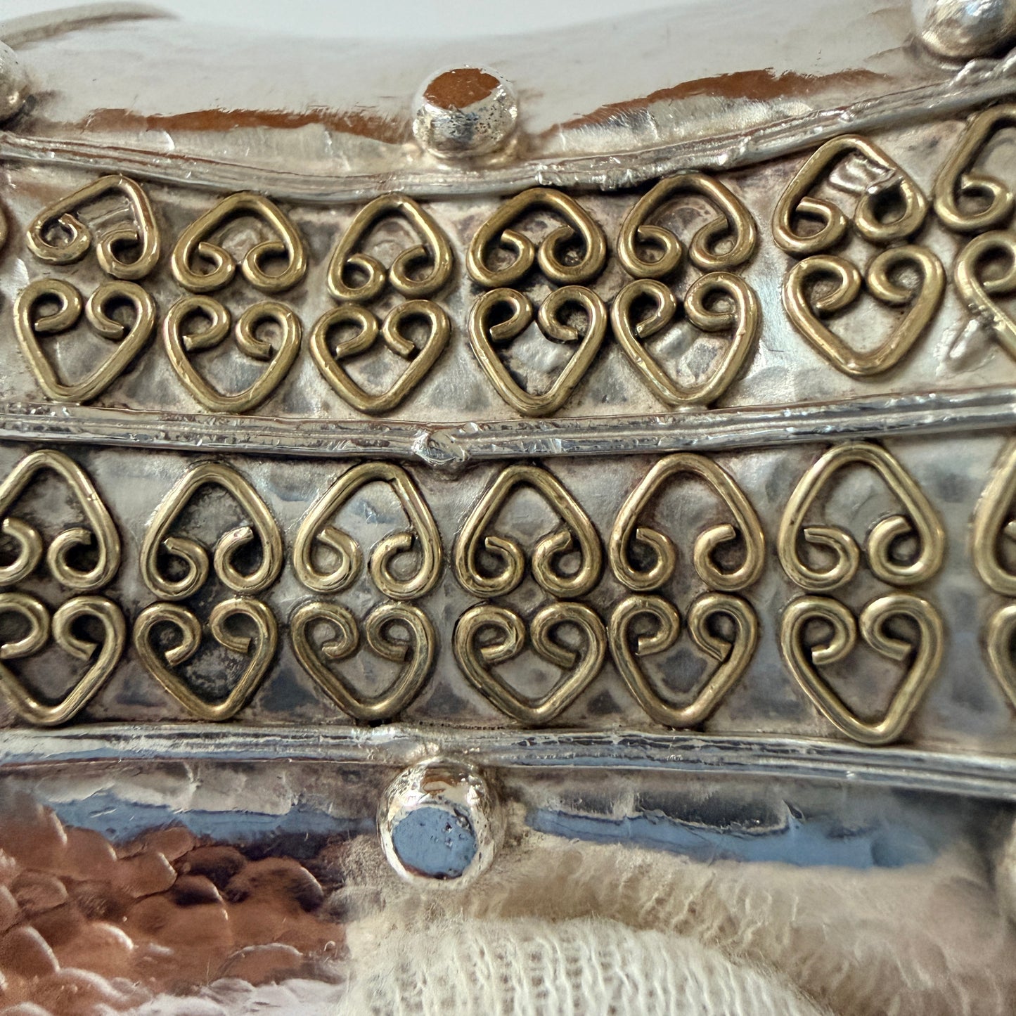 Bold Vintage Sterling Silver Metal Work Cuff Bracelet.