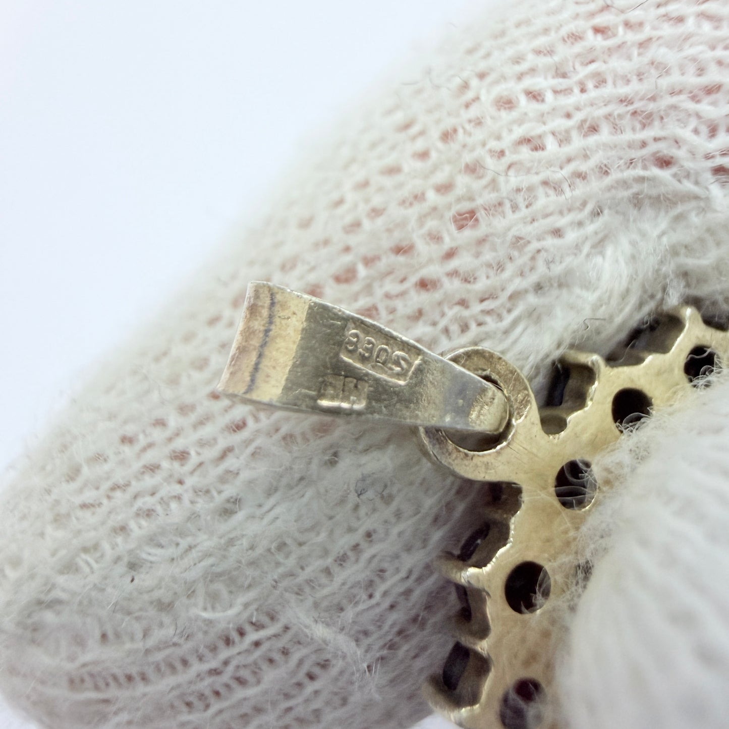 Vintage Gilt Solid Silver Garnet Cluster Pendant.