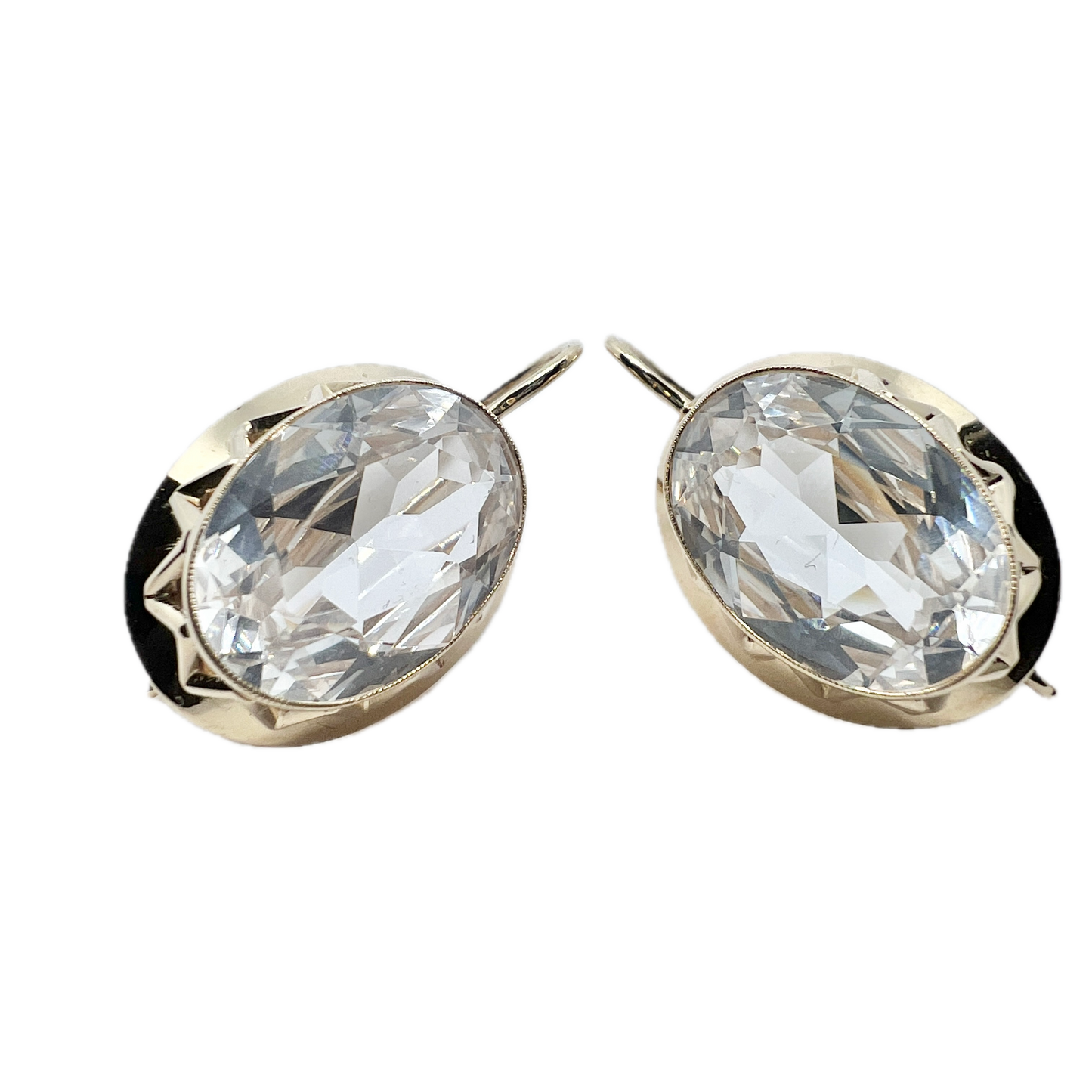 Finland 1984. Vintage 14k Gold Rock Crystal Earrings.