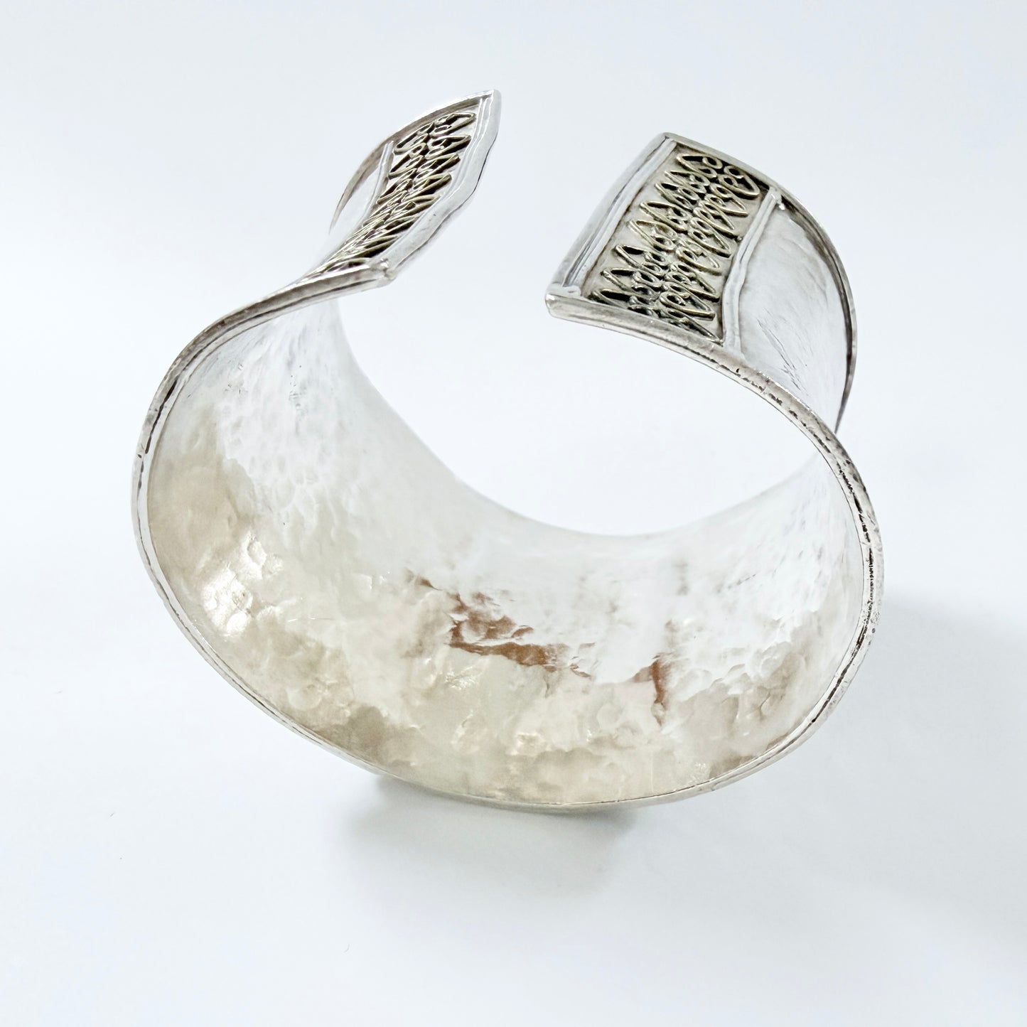 Bold Vintage Sterling Silver Metal Work Cuff Bracelet.