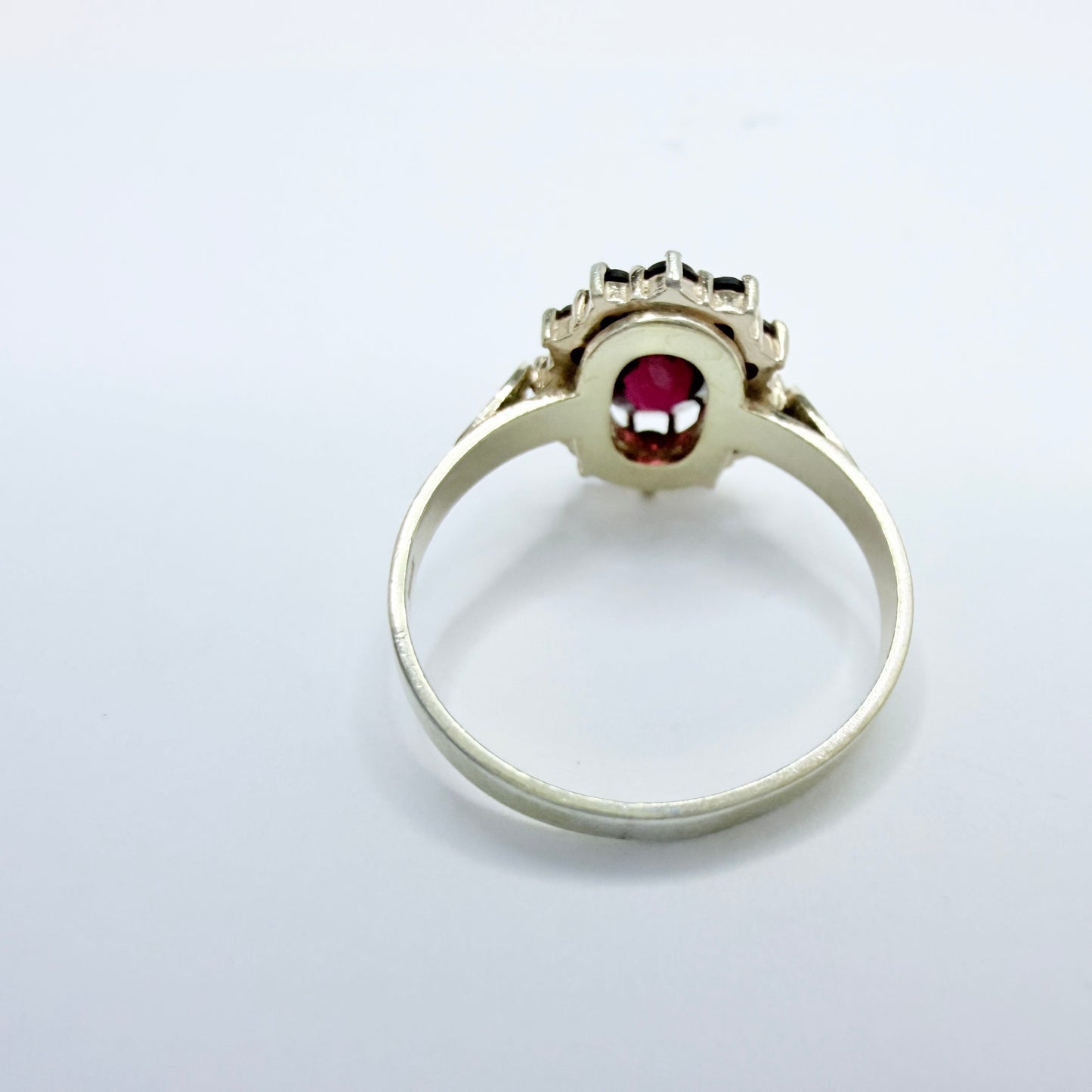 Vintage Gilt Solid Silver Garnet Cluster Ring.