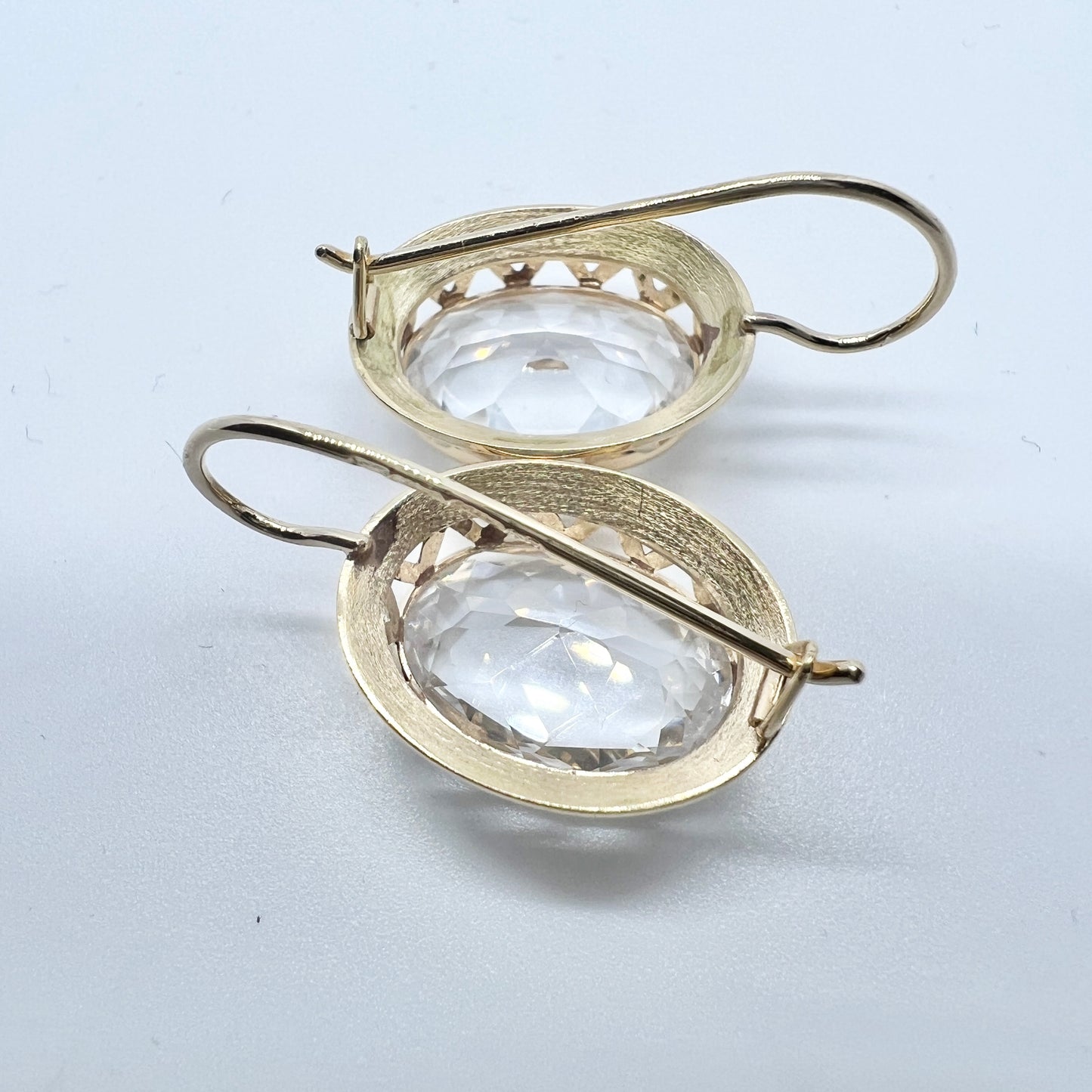 Finland 1984. Vintage 14k Gold Rock Crystal Earrings.