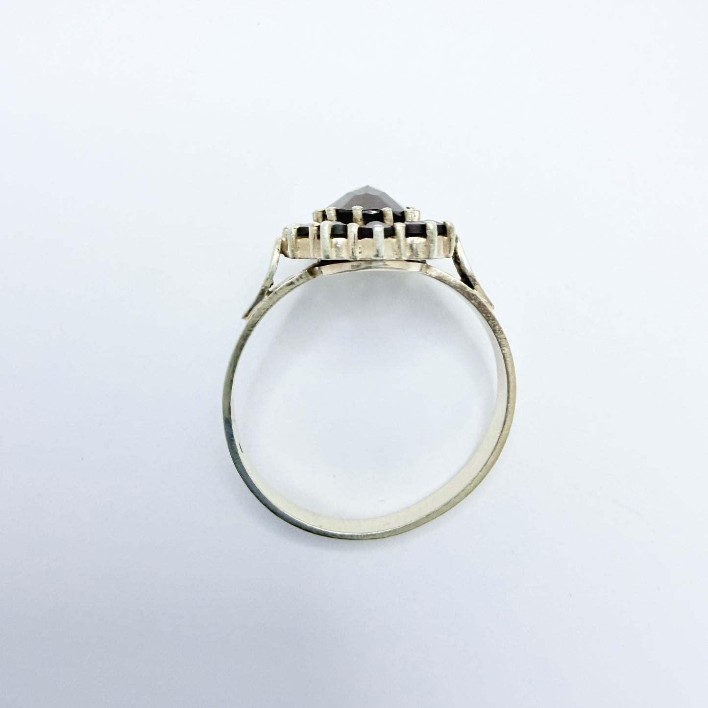 Vintage Gilt Solid Silver Garnet Cluster Ring.