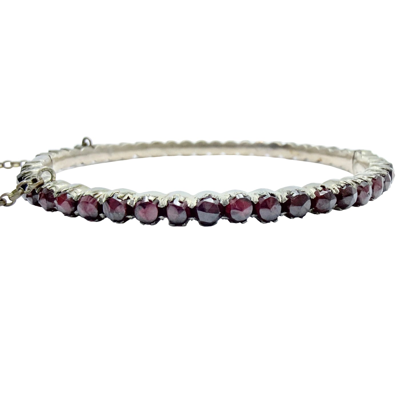 Antique Bohemian Garnet Gilt Metal Hinged Bracelet.