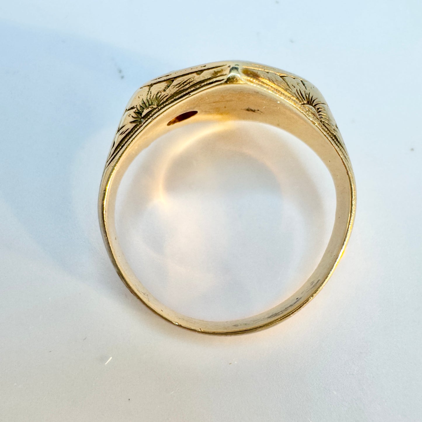 Vintage c 1930. Art Deco 14k Gold Diamond Signet Ring E.