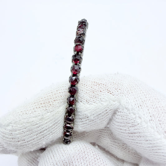 Antique Bohemian Garnet Gilt Metal Hinged Bracelet.