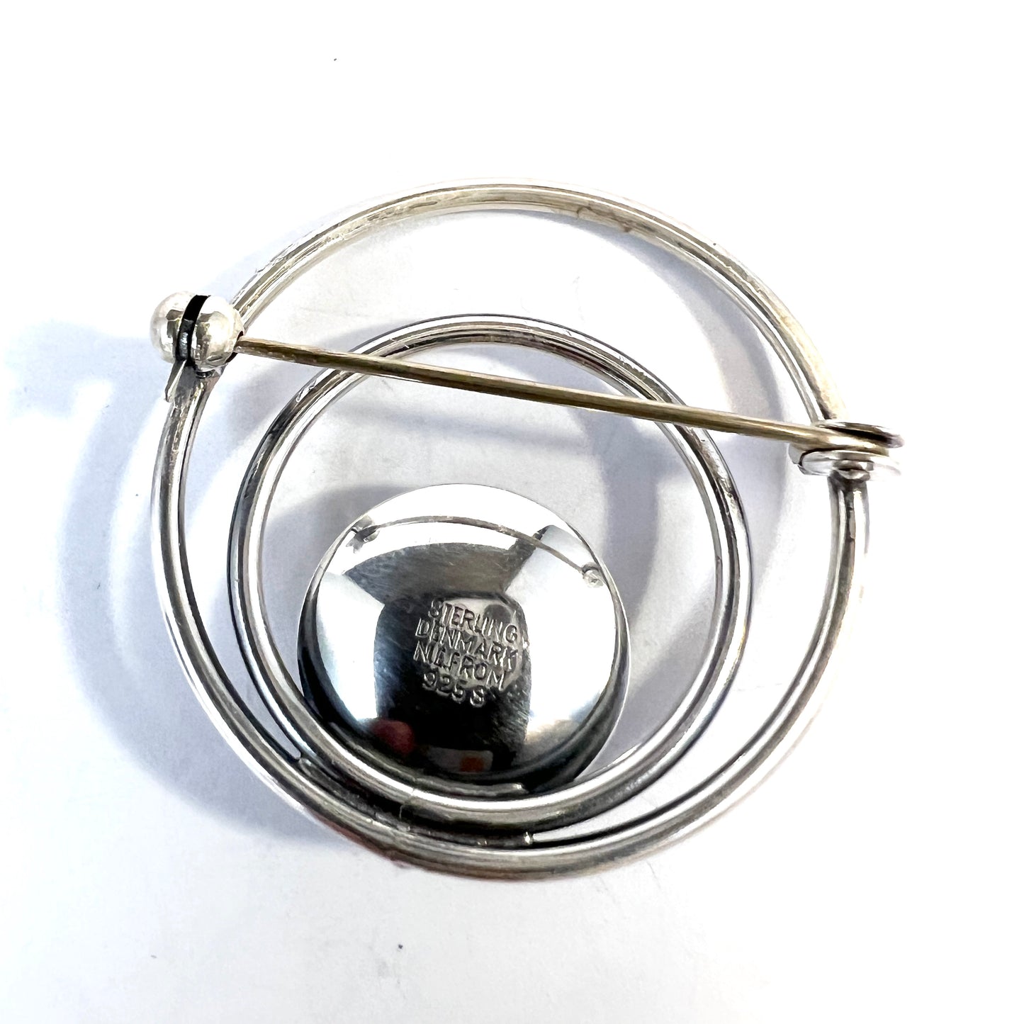 Niels Erik From, Denmark 1960s. Vintage Sterling Silver Amber Brooch.