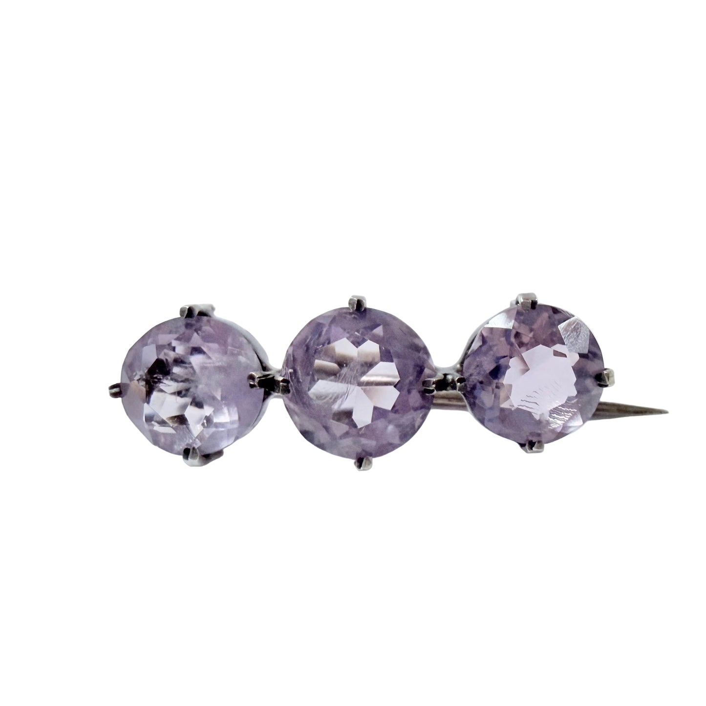 Antique Solid Silver Pale Amethyst Brooch.
