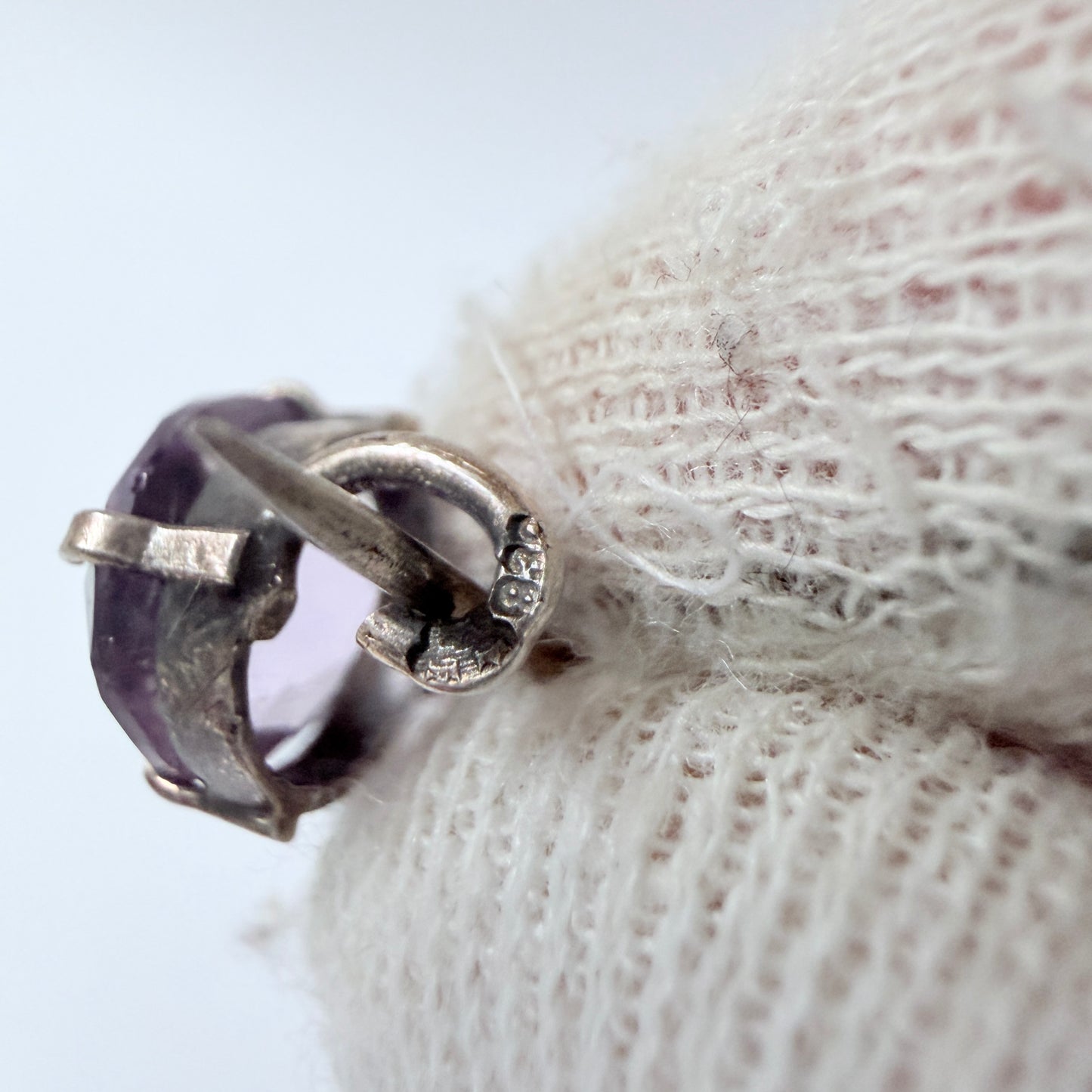 Antique Solid Silver Pale Amethyst Brooch.