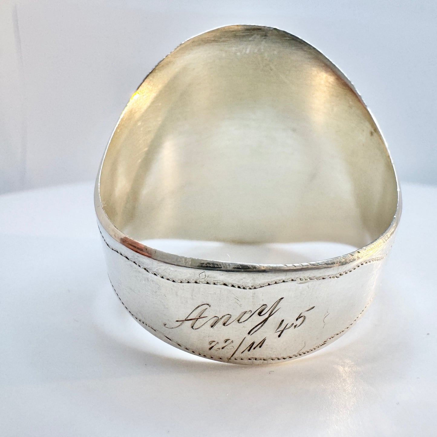 Sweden 1942. Vintage Solid Silver Sami / Laplander Scarf Ring.