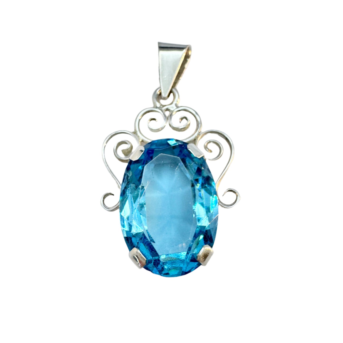 GA Ferm, Sweden 1949. Vintage Solid Silver Intense Blue Glass Pendant.