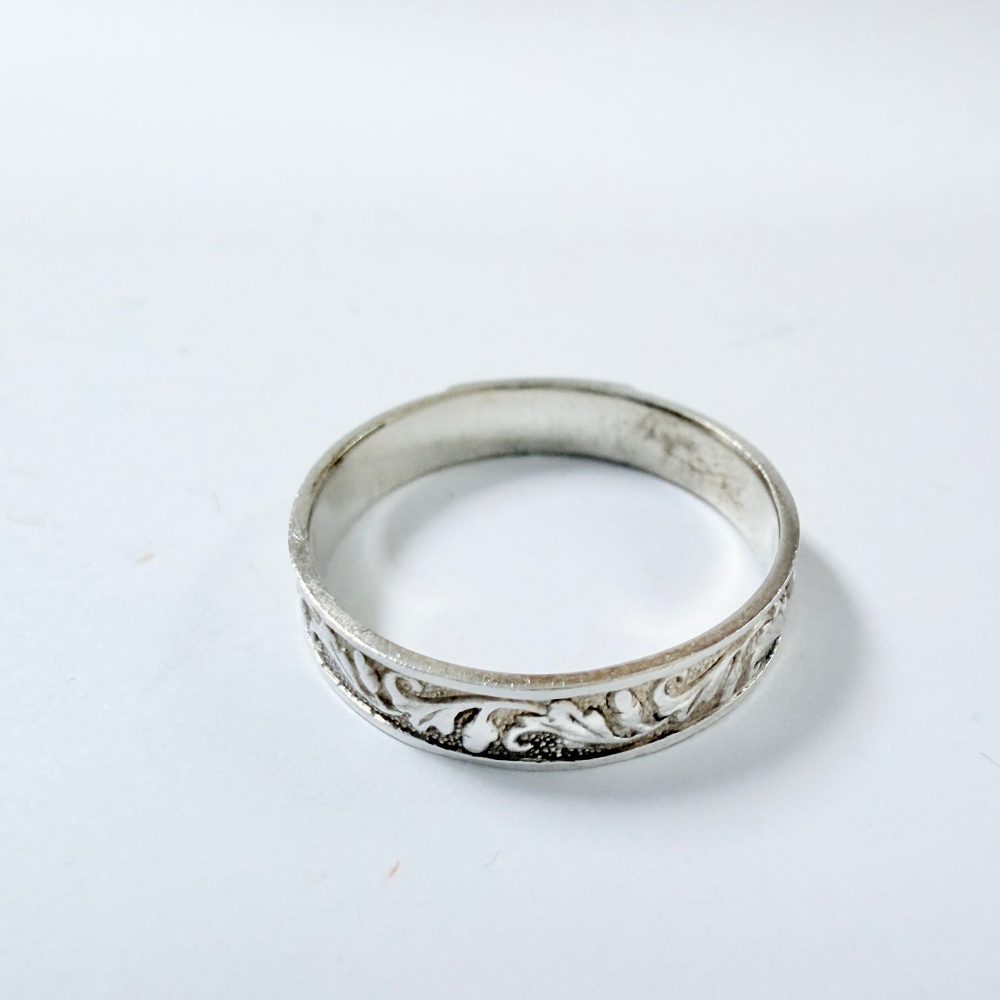 Ekström & Blohm, Sweden 1936. Vintage Solid Silver Band Monogram Ring with Unengraved Table