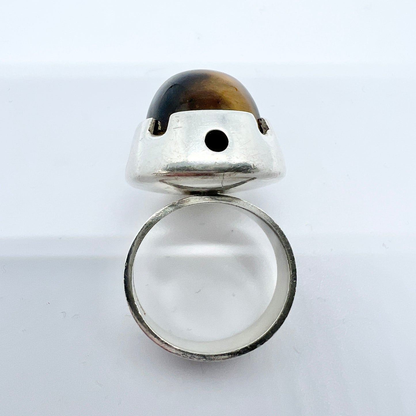 Finland 1960-70s. Solid Silver Tiger's Eye Ring.