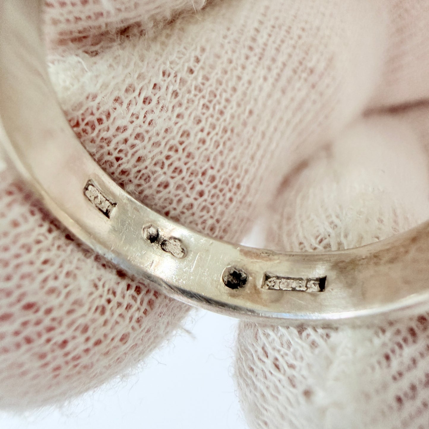Ekström & Blohm, Sweden 1936. Vintage Solid Silver Band Monogram Ring with Unengraved Table