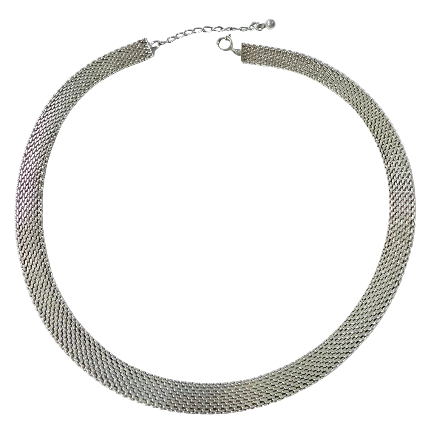Vintage c 1970 Solid Silver Mesh Necklace.