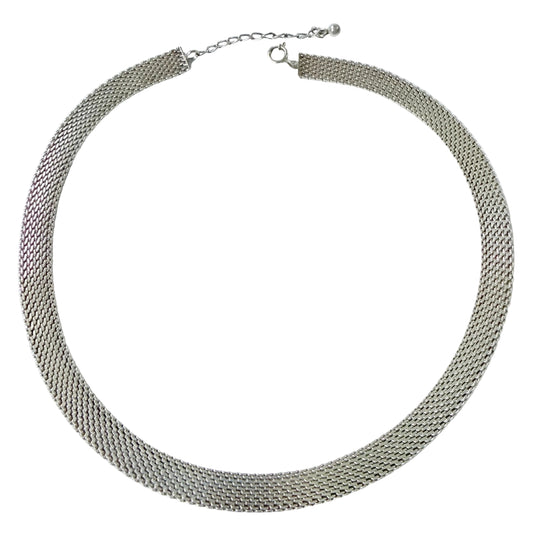 Vintage c 1970 Solid Silver Mesh Necklace.