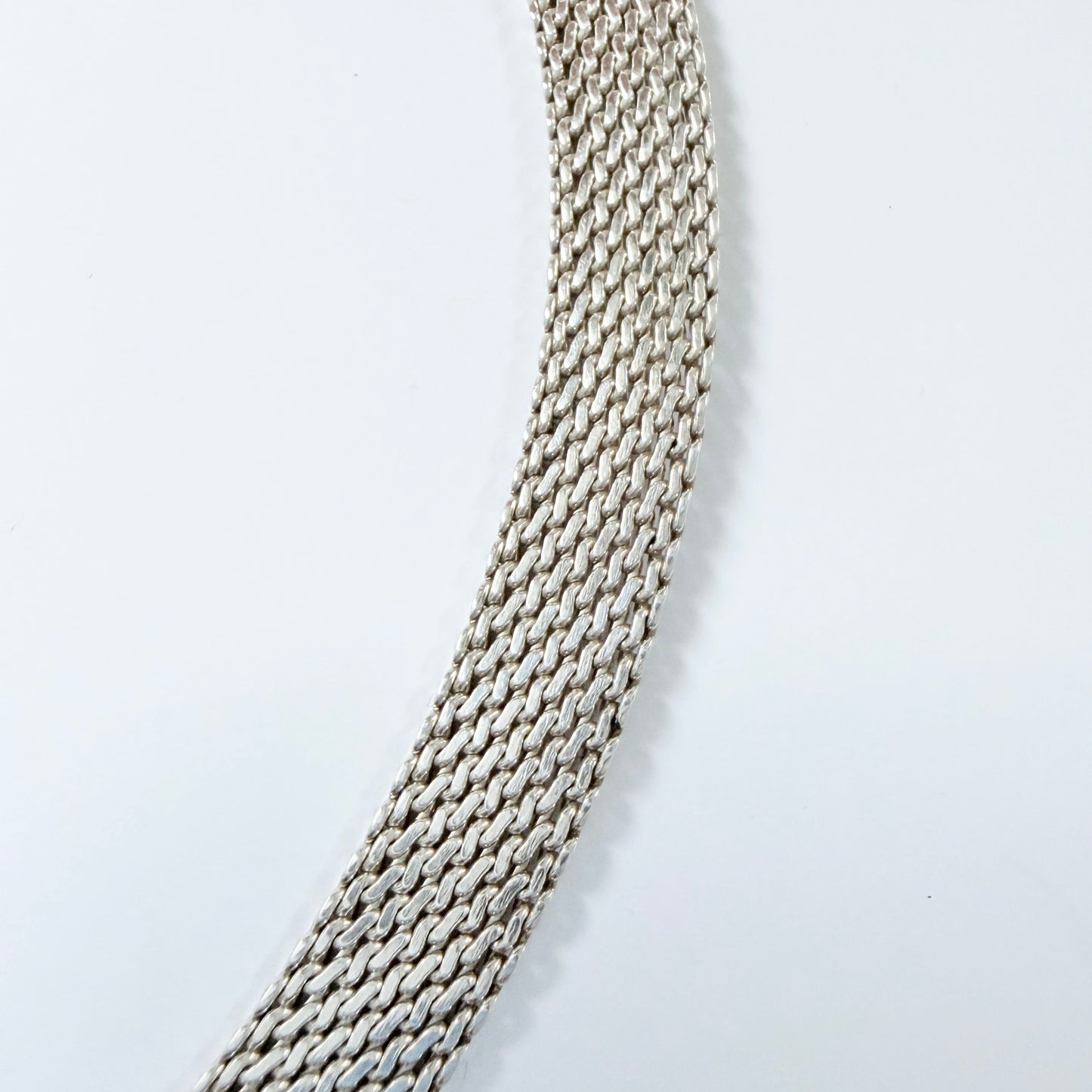 Vintage c 1970 Solid Silver Mesh Necklace.