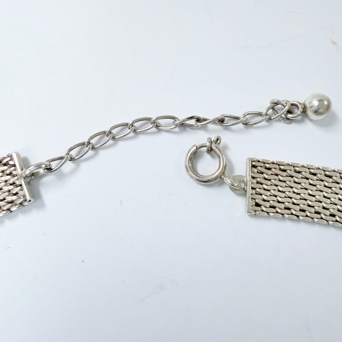 Vintage c 1970 Solid Silver Mesh Necklace.