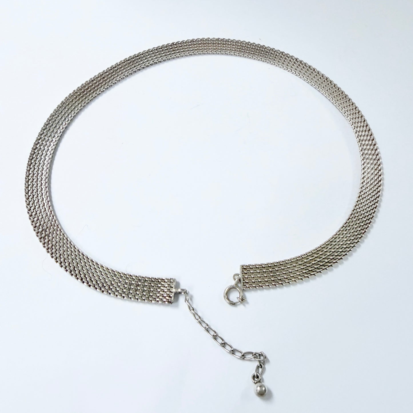 Vintage c 1970 Solid Silver Mesh Necklace.