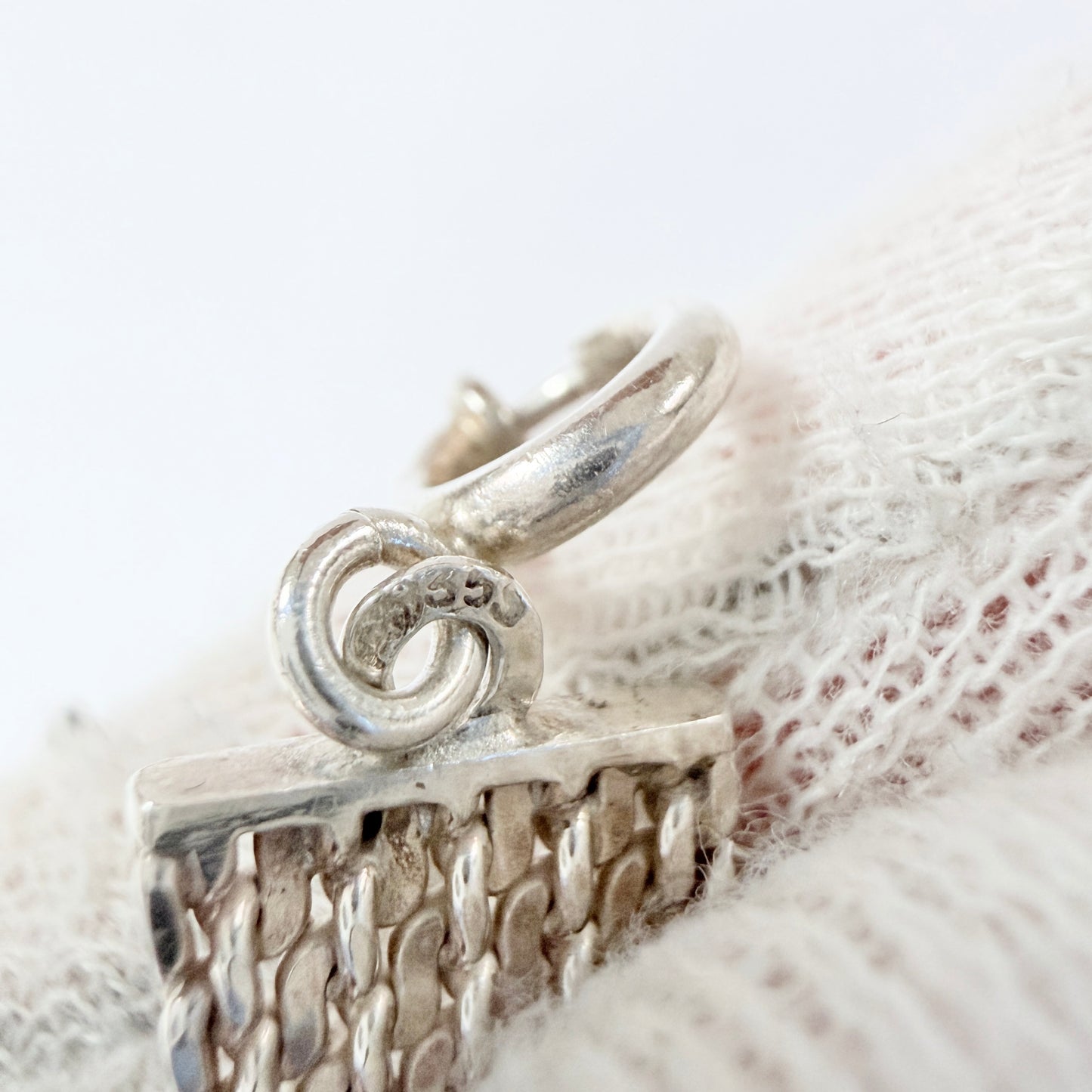 Vintage c 1970 Solid Silver Mesh Necklace.