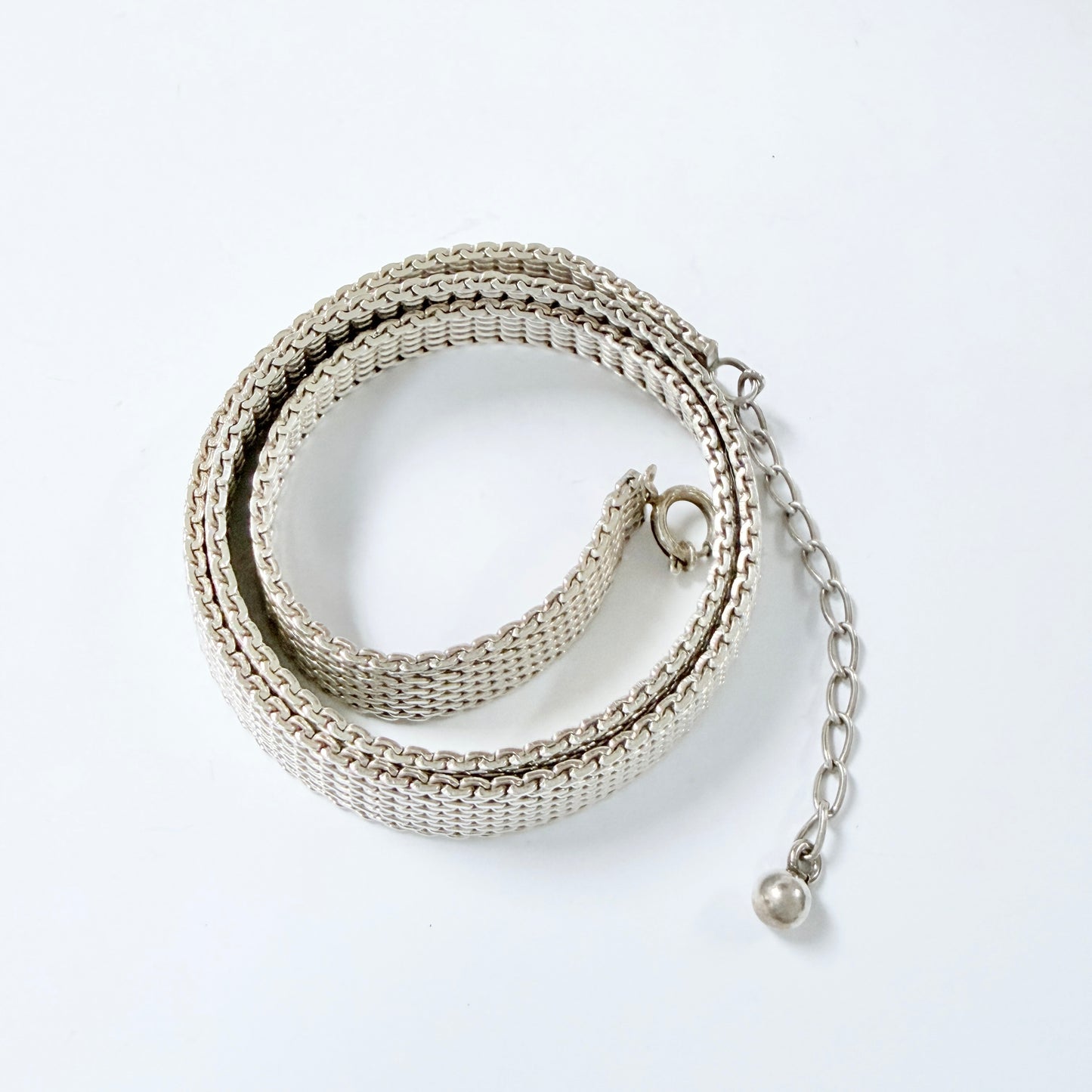 Vintage c 1970 Solid Silver Mesh Necklace.