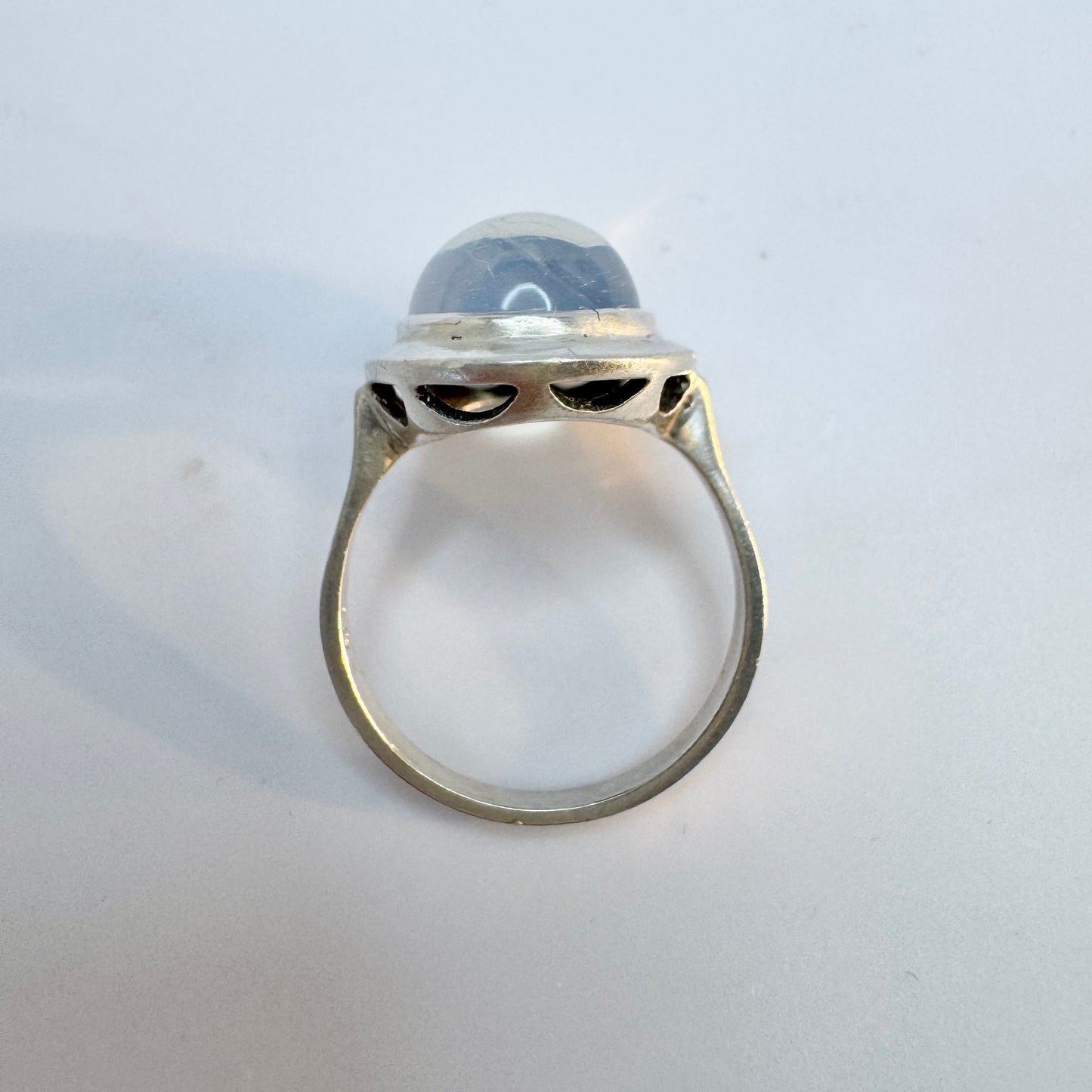 Sweden. Vintage c 1960 Solid Silver Clear Quartz Ring.