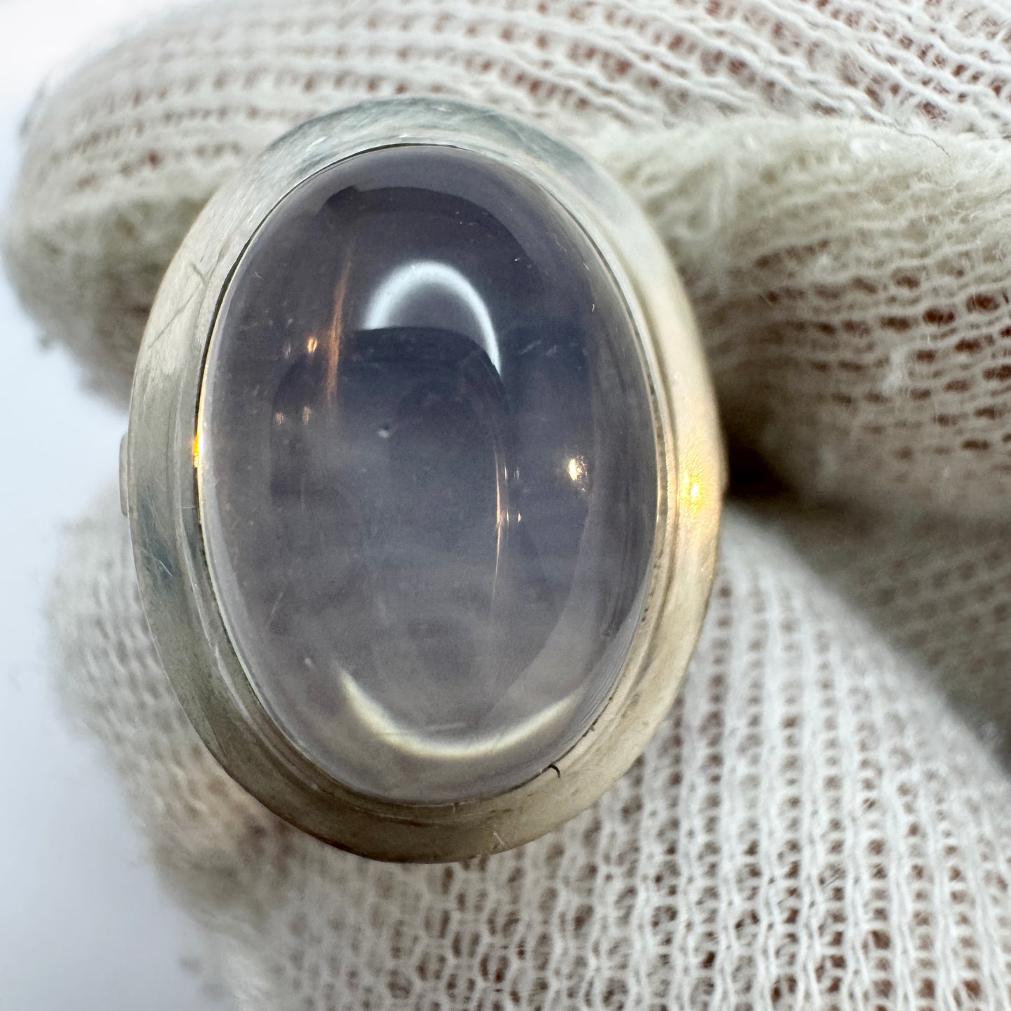 Sweden. Vintage c 1960 Solid Silver Clear Quartz Ring.