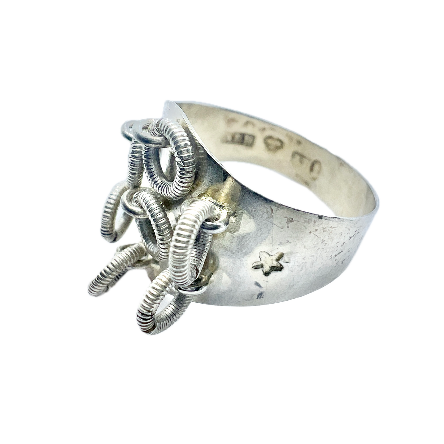 Bernhard Herz, Sweden 1904. Antique Silver Traditional Sami Laplander Ring.