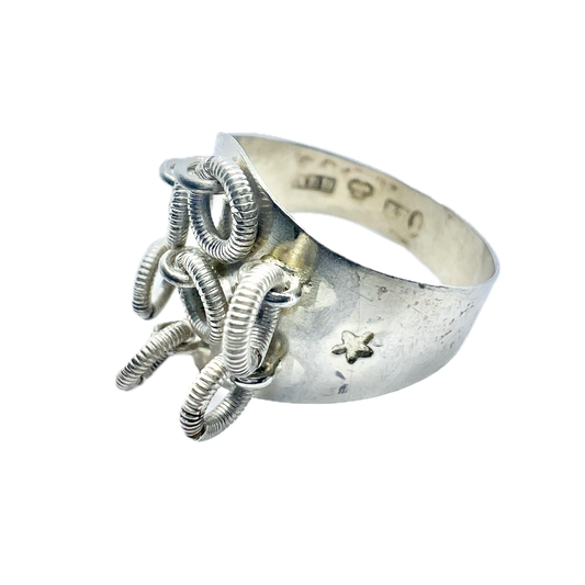 Bernhard Herz, Sweden 1904. Antique Silver Traditional Sami Laplander Ring.