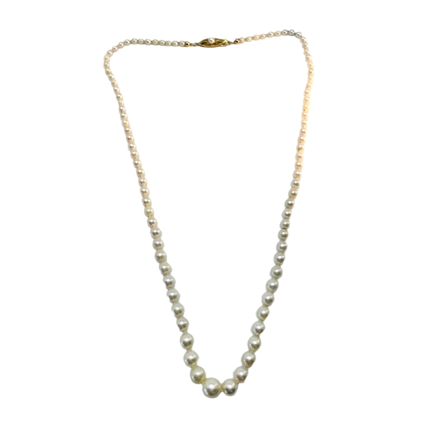 Sweden c 1950s. Cultured Perl 18k Gold Clasp Necklace.