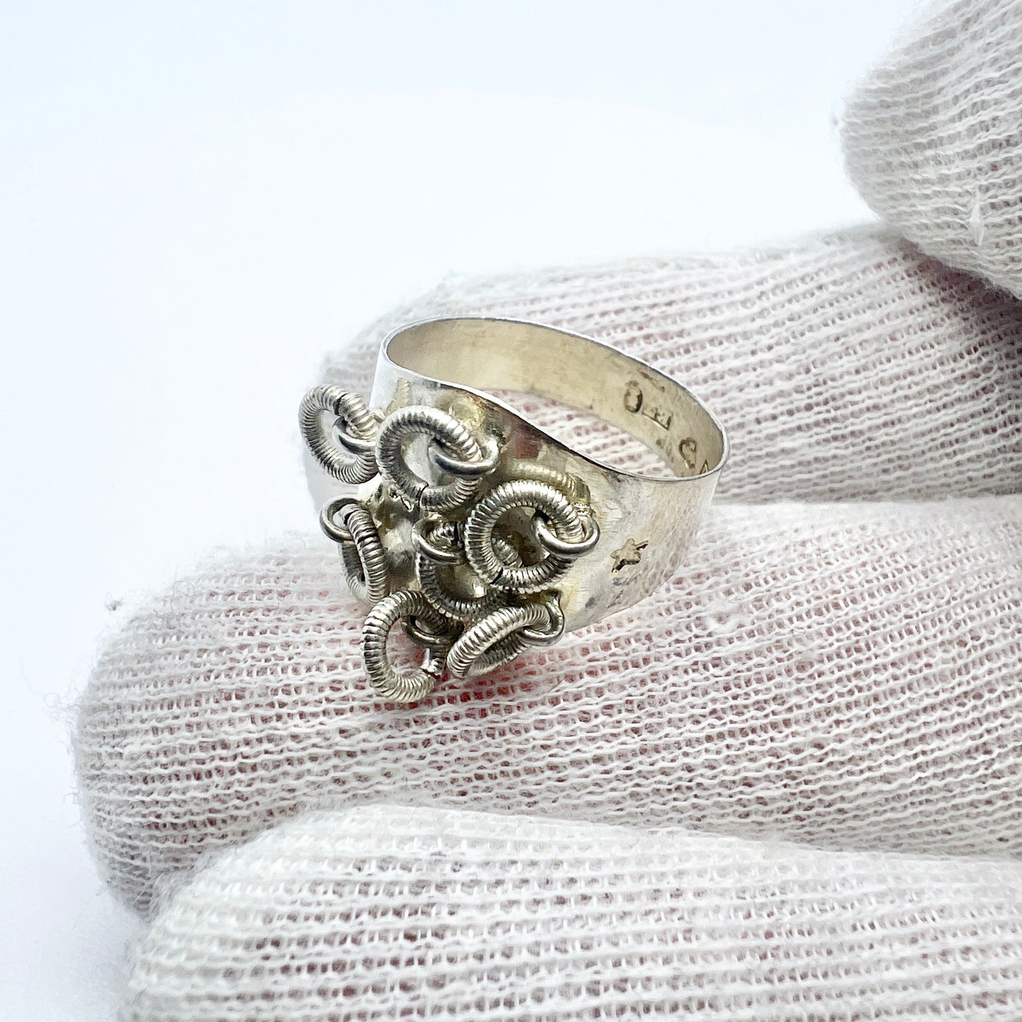 Bernhard Herz, Sweden 1904. Antique Silver Traditional Sami Laplander Ring.