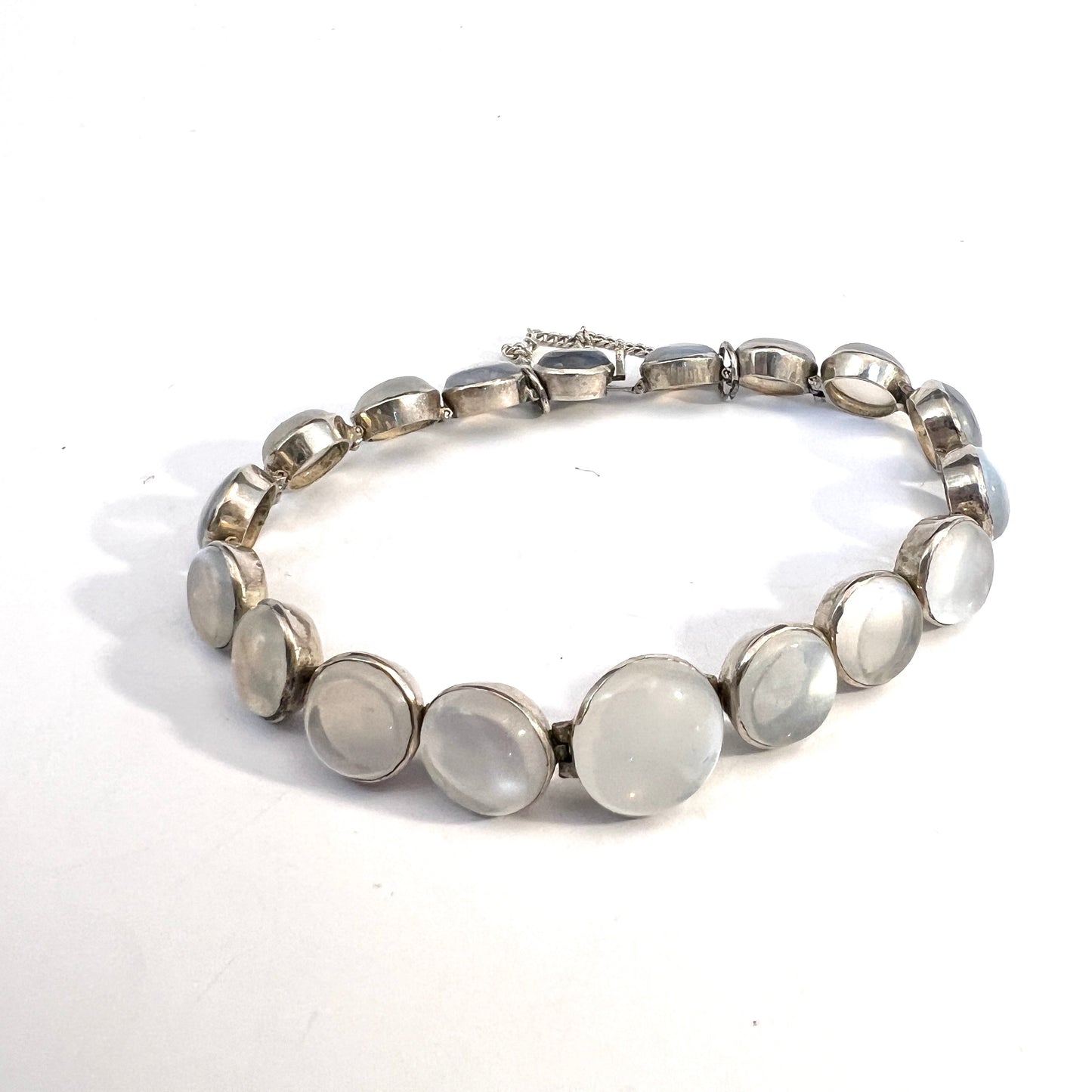 Vintage c 1930s Sterling Silver Moonstone Bracelet.