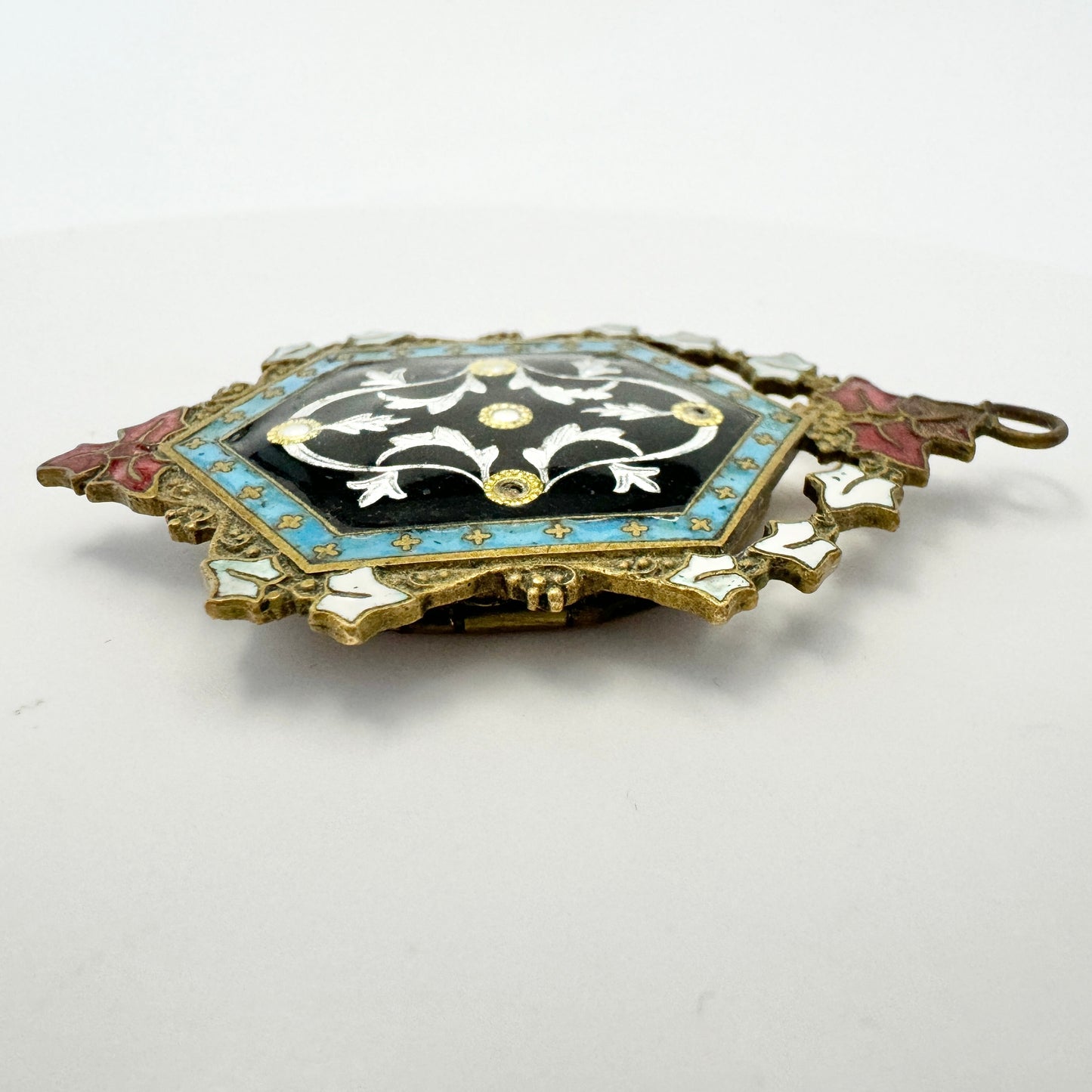 Antique Gilt Metal Enamel Locket Pendant. Possibly France.