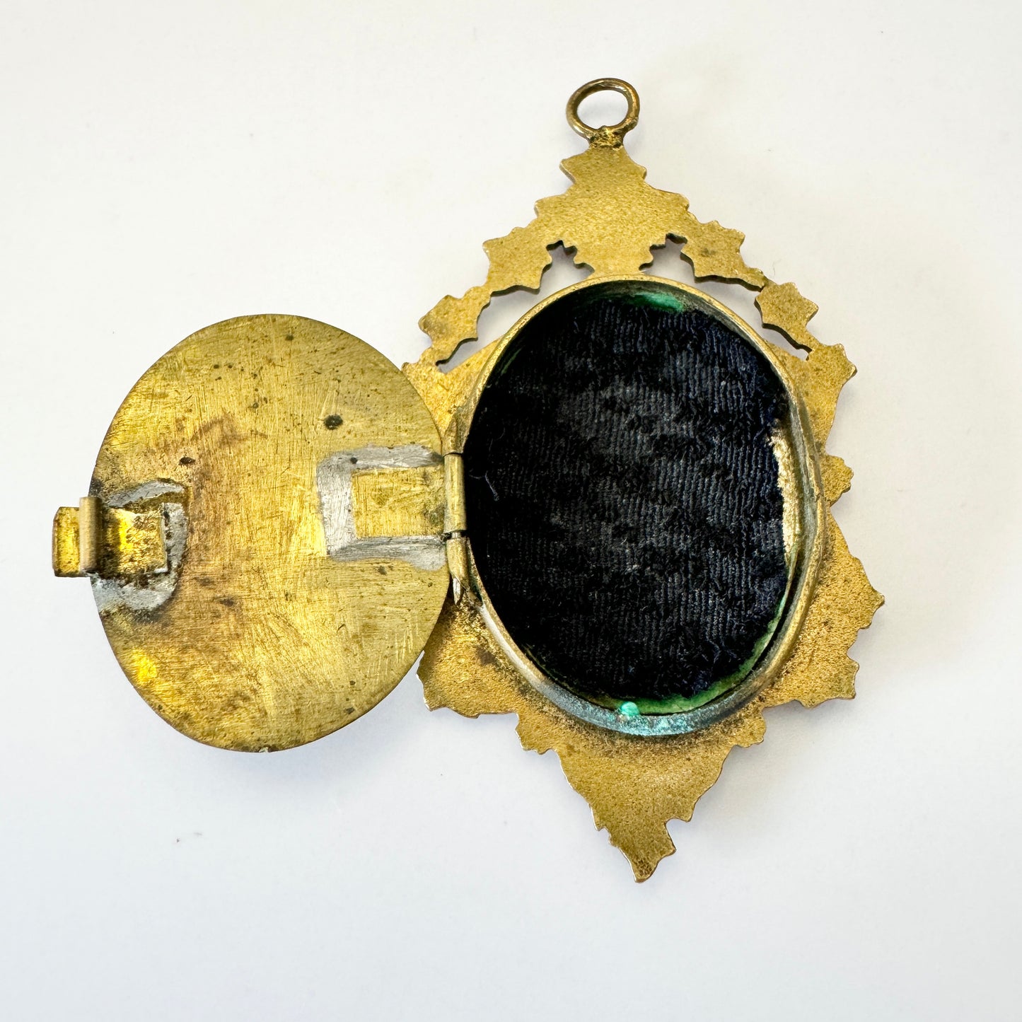 Antique Gilt Metal Enamel Locket Pendant. Possibly France.