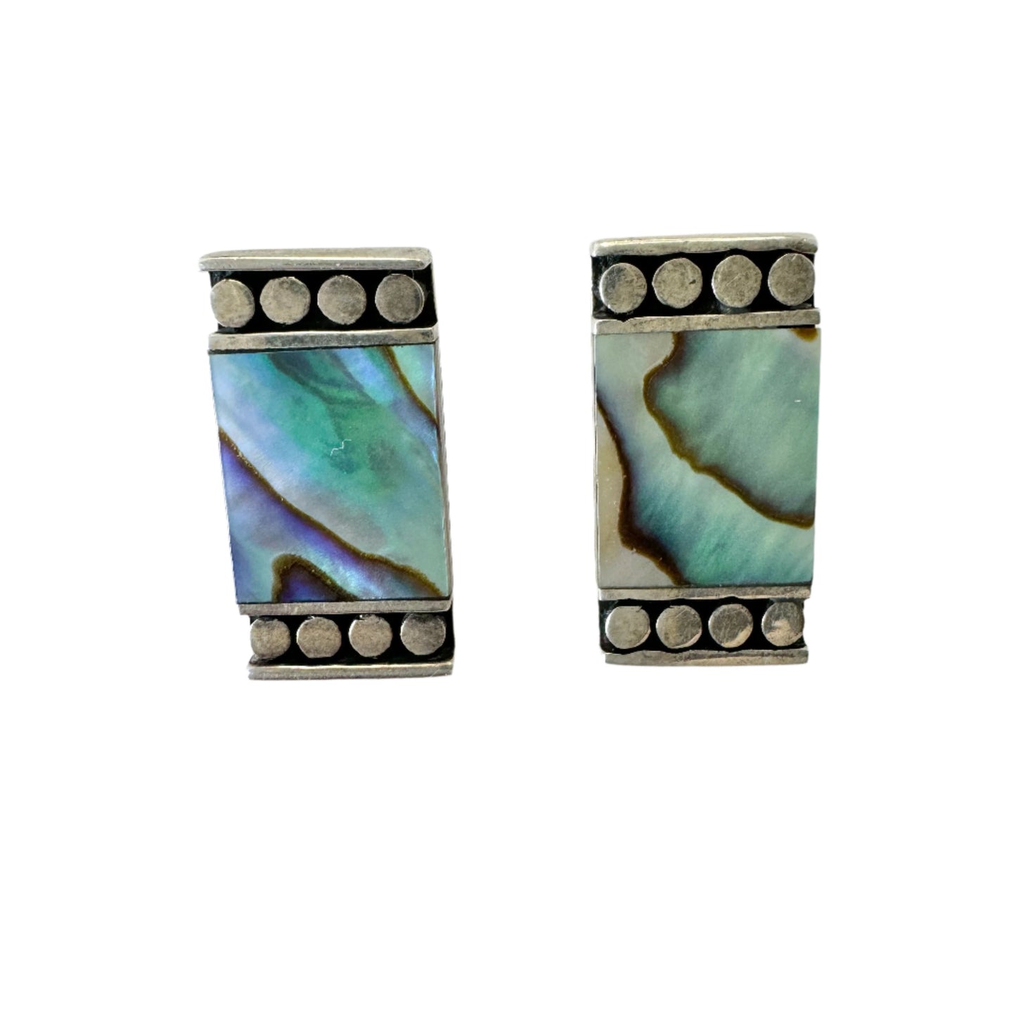 Vintage Sterling Silver Abalone Earrings.