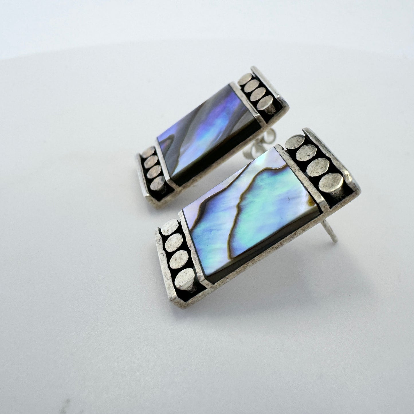 Vintage Sterling Silver Abalone Earrings.