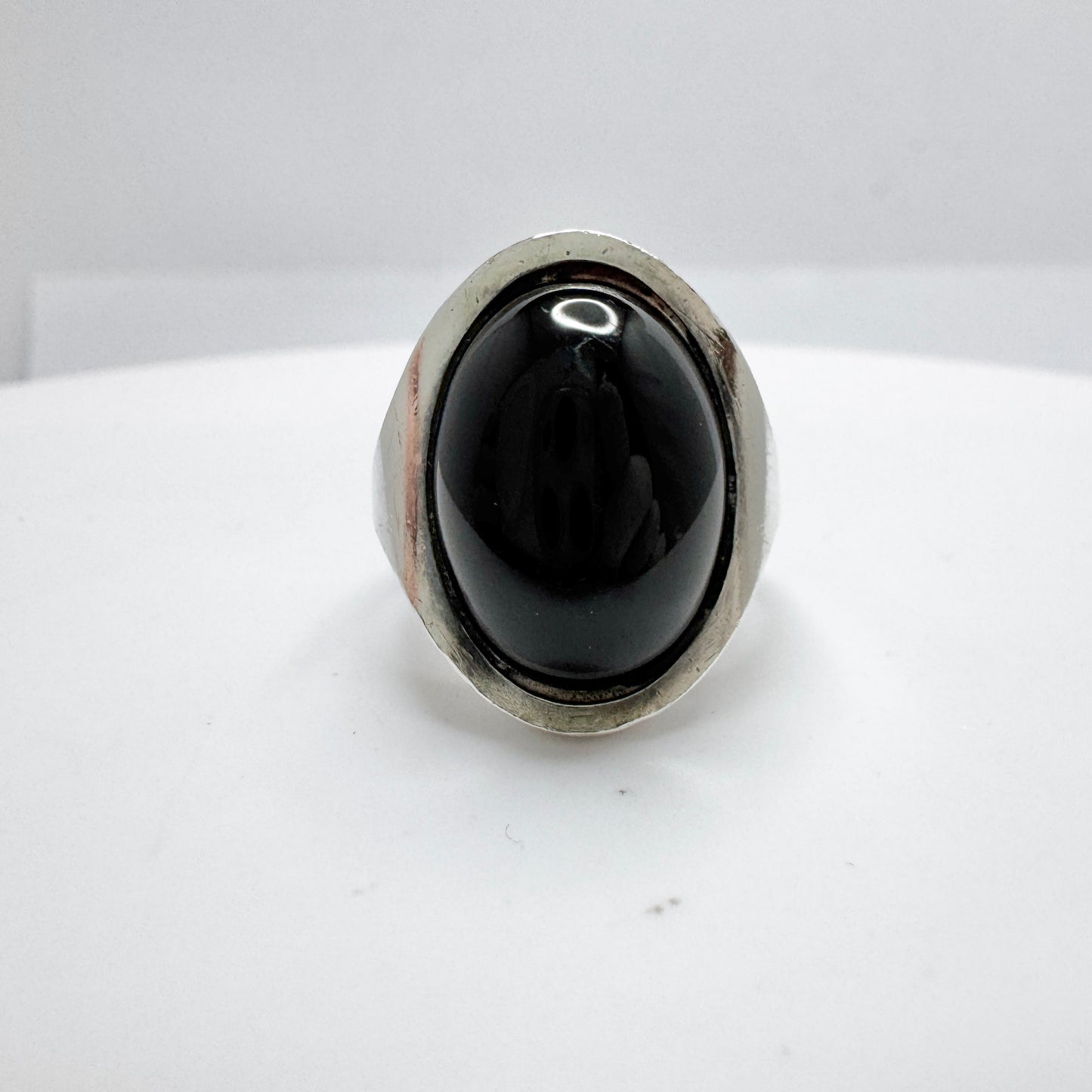 Denmark 1960s. Vintage Sterling Silver Onyx Ring.