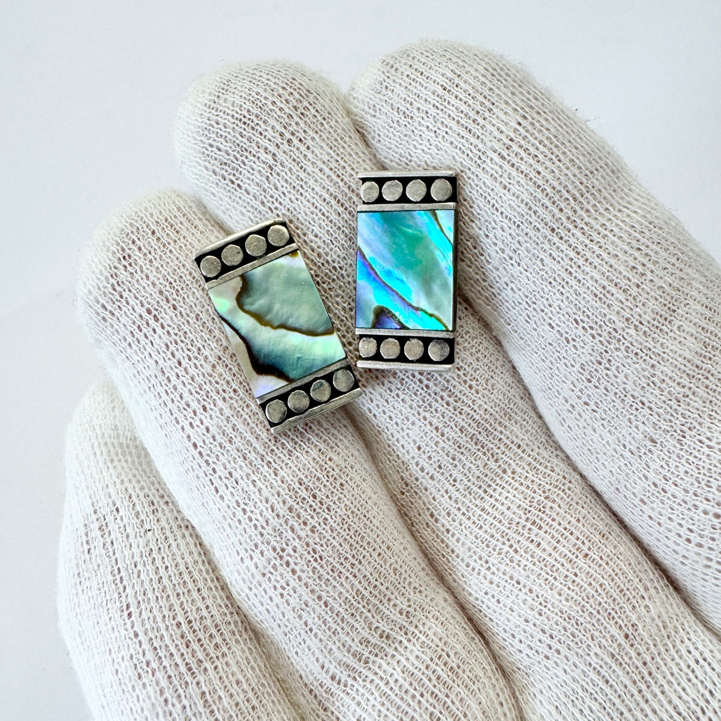 Vintage Sterling Silver Abalone Earrings.