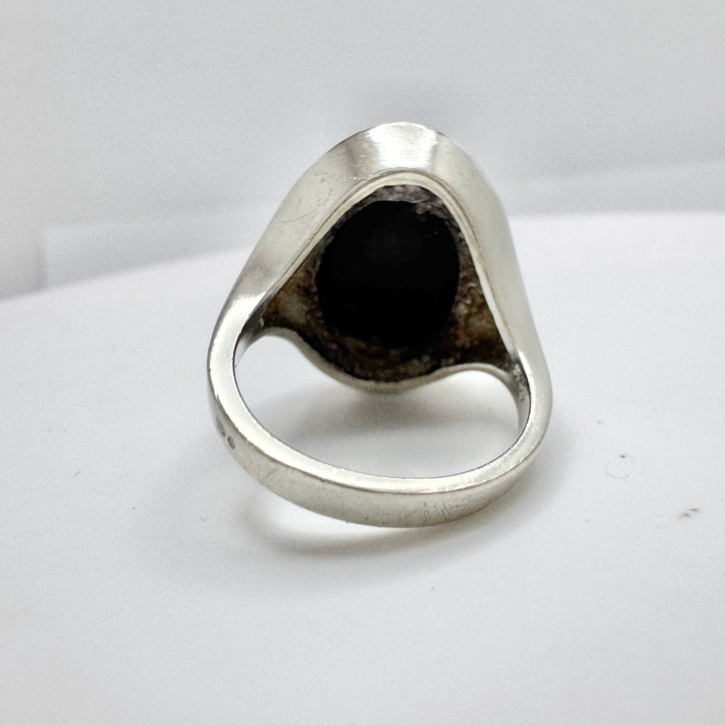 Denmark 1960s. Vintage Sterling Silver Onyx Ring.