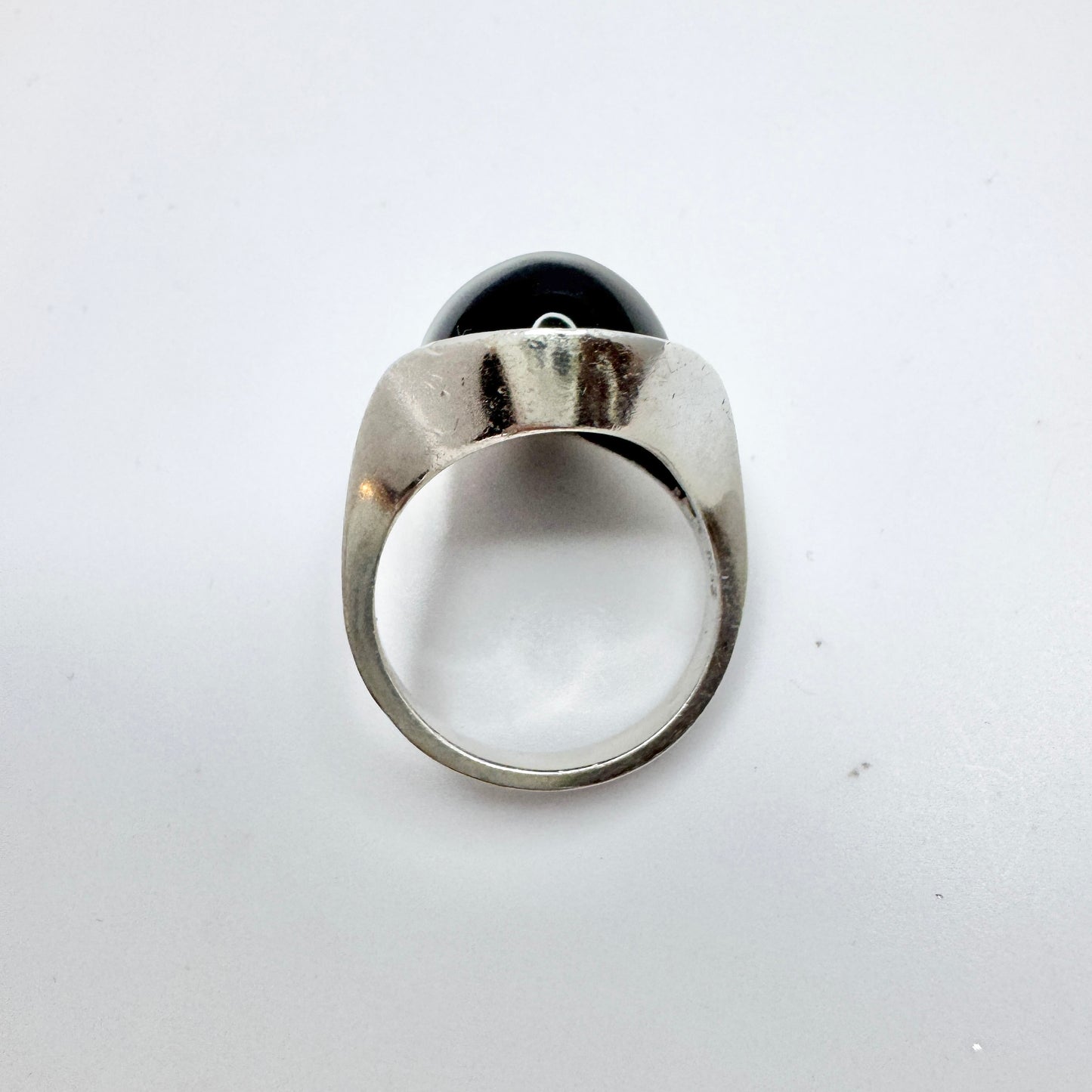 Denmark 1960s. Vintage Sterling Silver Onyx Ring.