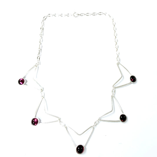 Alton, Sweden 1958. Vintage Sterling Silver Paste Stone Necklace.