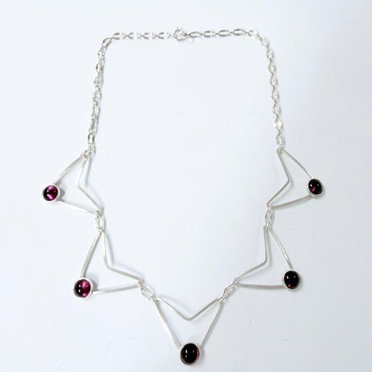 Alton, Sweden 1958. Vintage Sterling Silver Paste Stone Necklace.