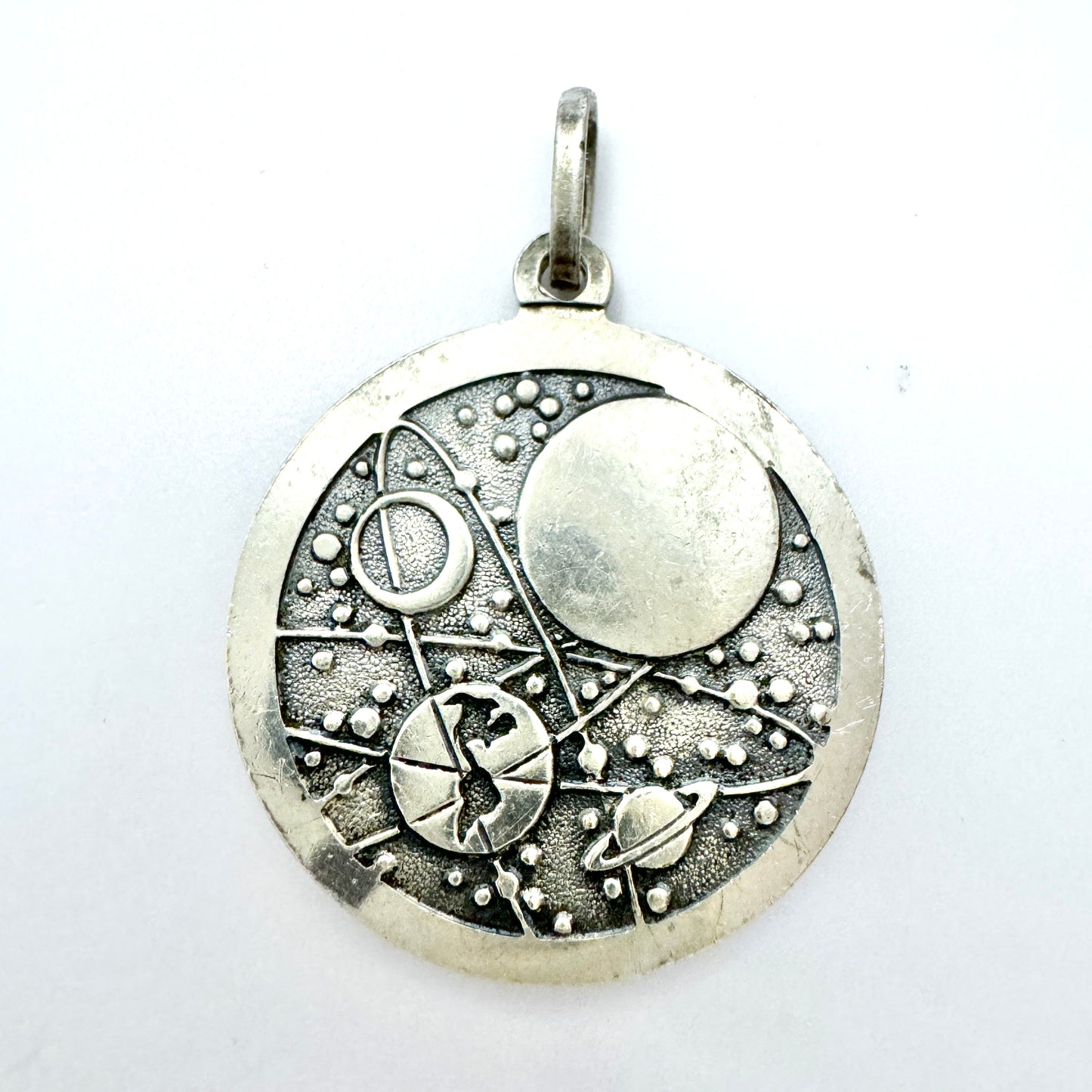 Ole Nicolai Olberg, Norway c 1940s. Vintage Sterling Silver Zodiac Libra Pendant.