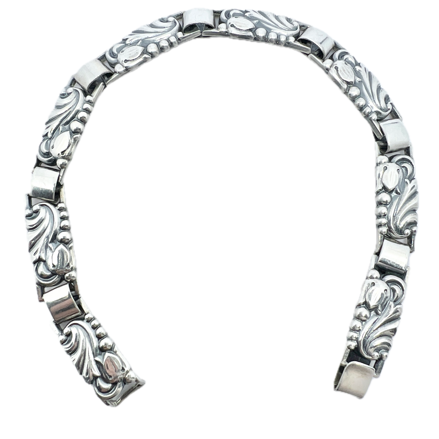 G Dahlgren, Sweden 1941. Vintage Sterling Silver Floral Bracelet. Rare War-Time Production.