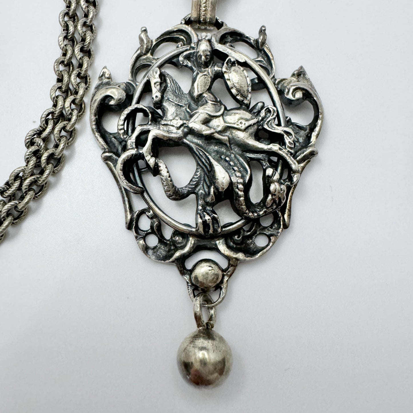 Linz, Austria. Chunky Vintage Sterling Silver Pendant Necklace.